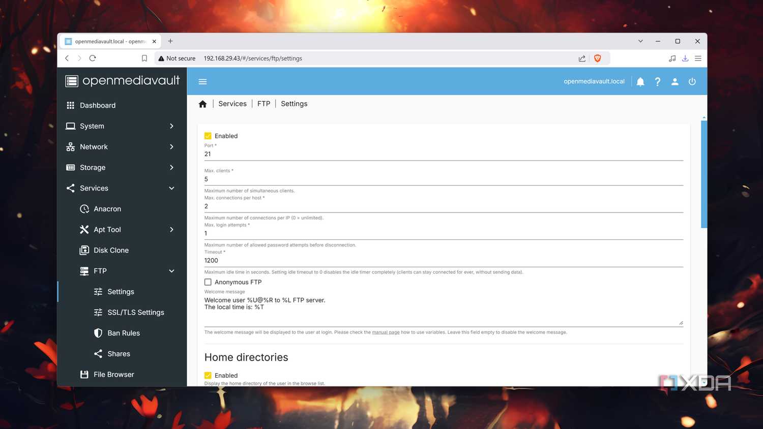 Configuring the FTP plugin in OpenMediaVault