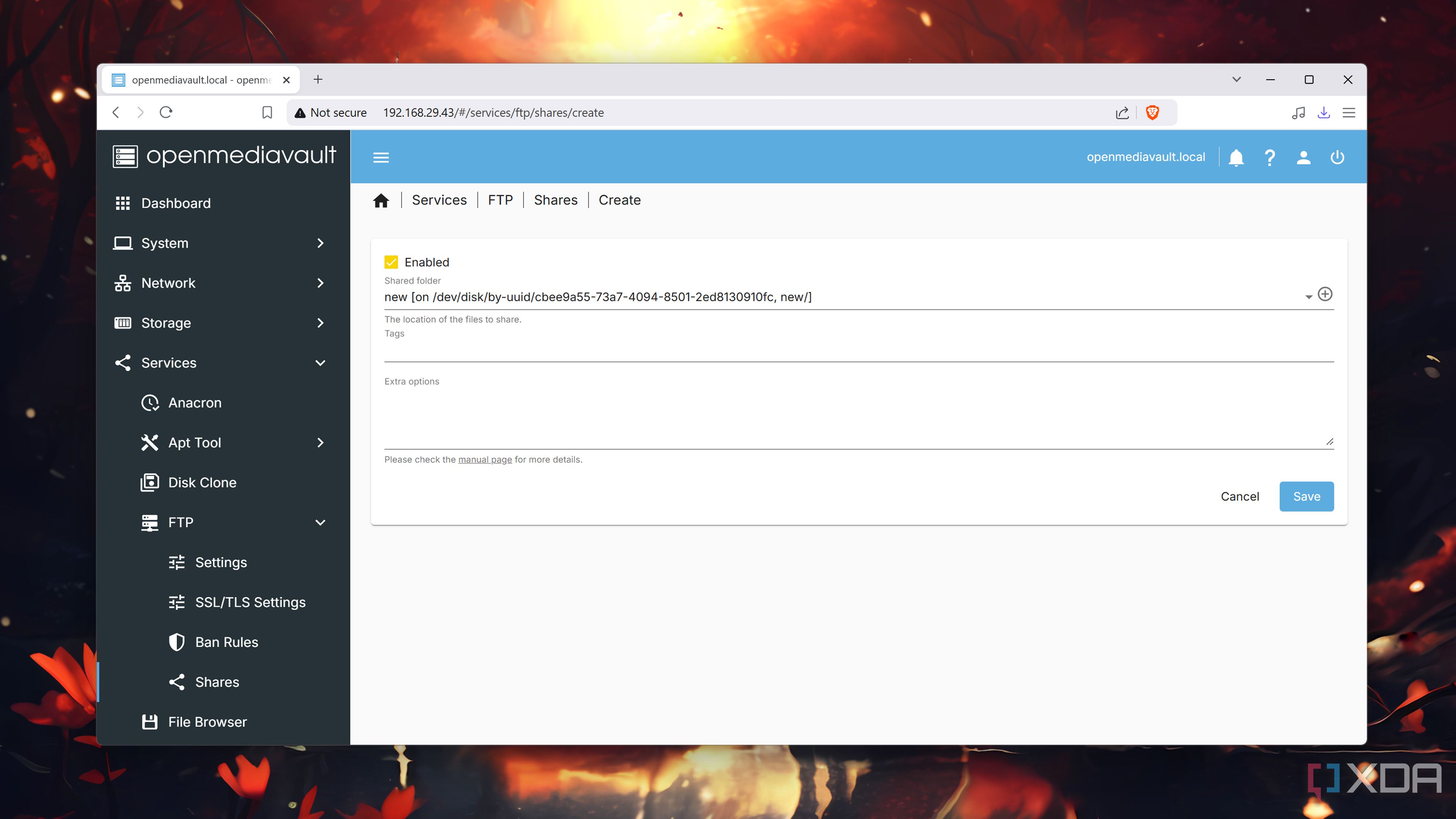Adding a shared folder to the FTP plugin in OpenMediaVault