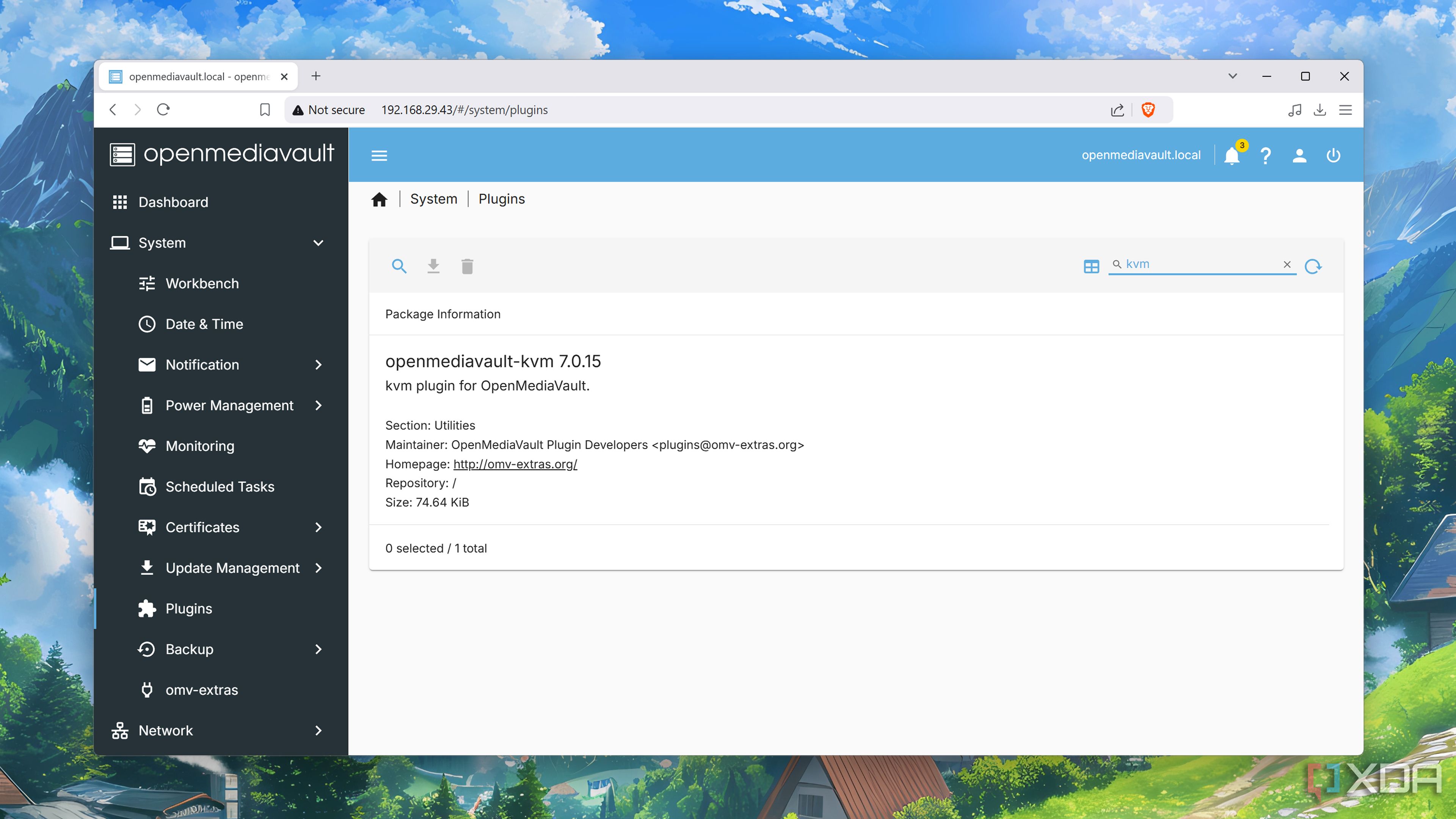 Installing the KVM plugin on OpenMediaVault