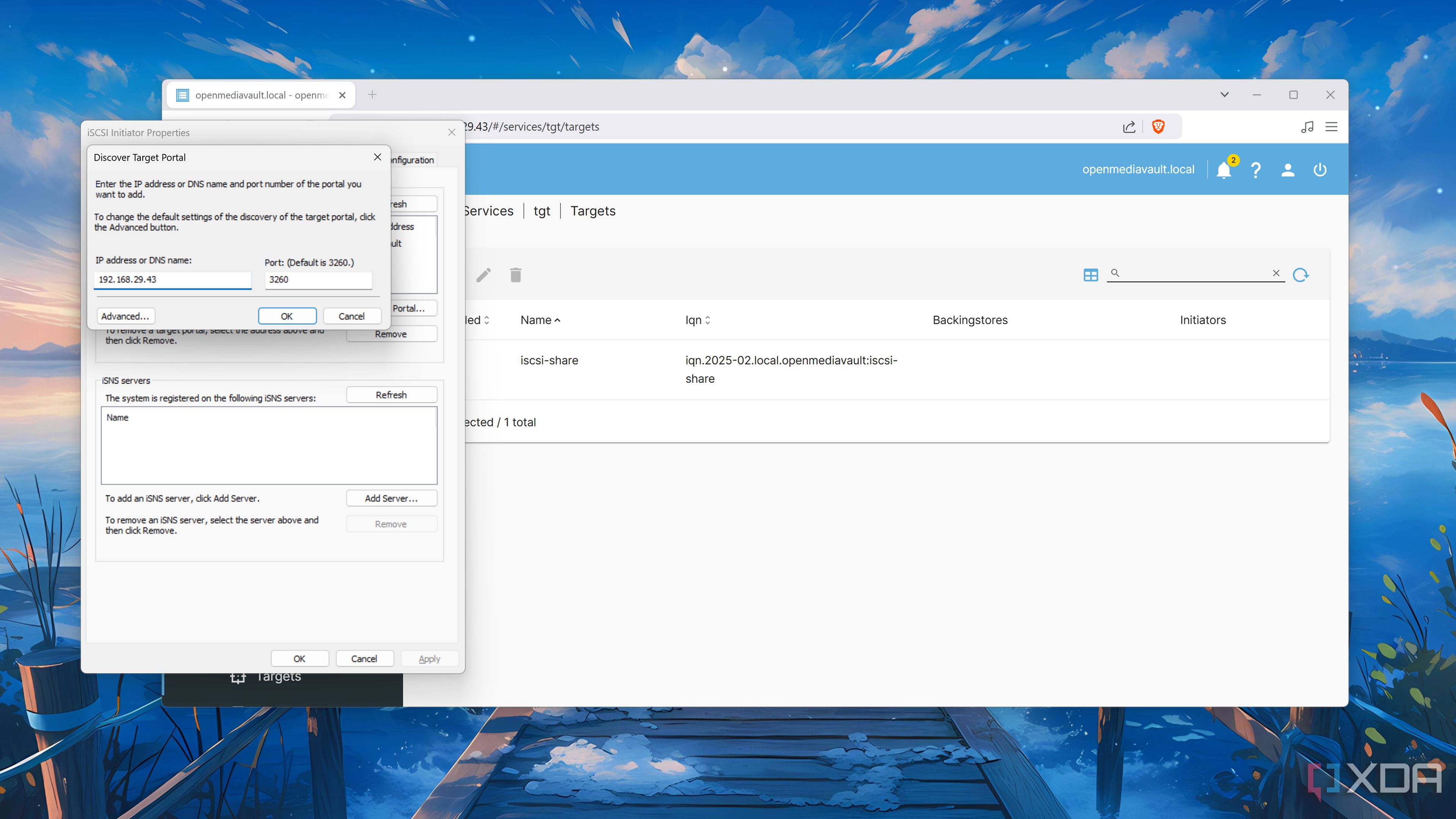 Connecting to an OMV iSCSI share in Windows 11