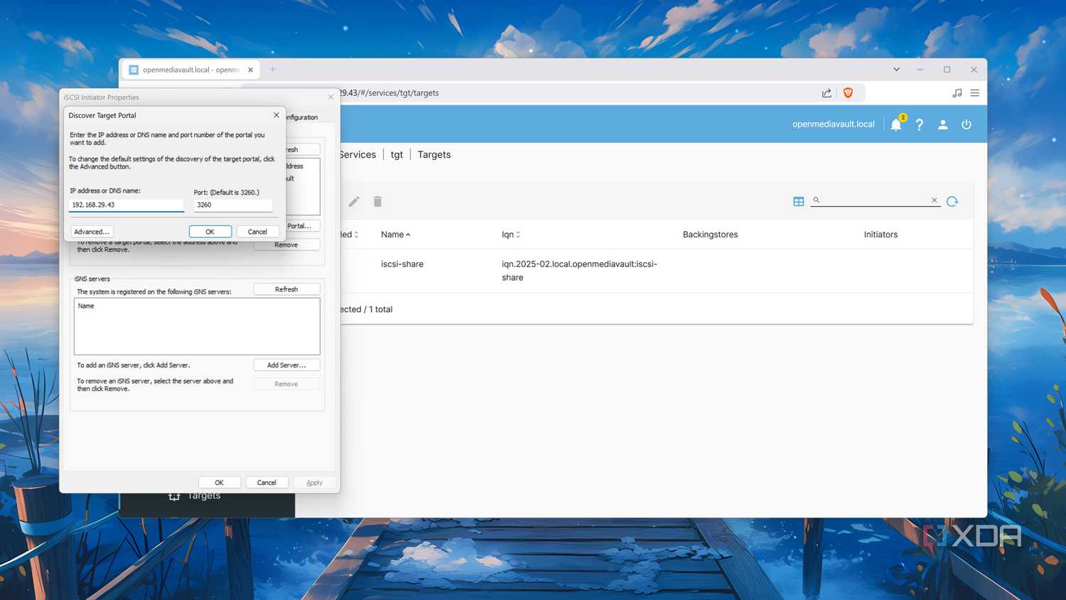 Connecting to an OMV iSCSI share in Windows 11