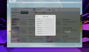 Screenshot of Opera Air showing a list of music tracks to customize a boost