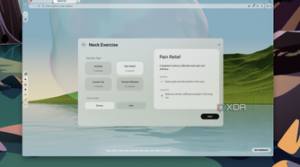 Screenshot of the Break screen in Opera Air for macOS showing different types of neck exercises