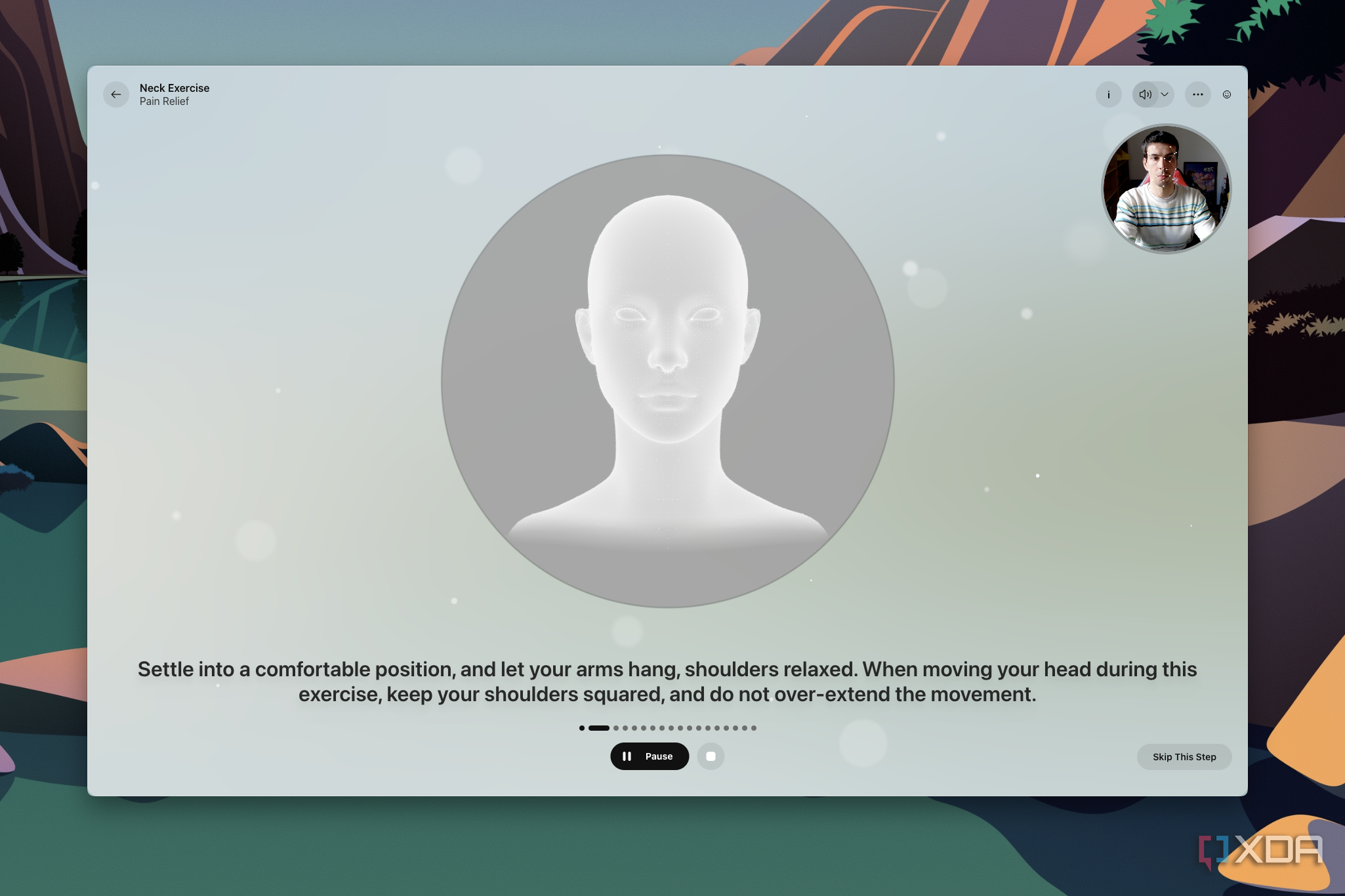 Screenshot of the Break screen in Opera Air for macOS showing instructions for neck exercises