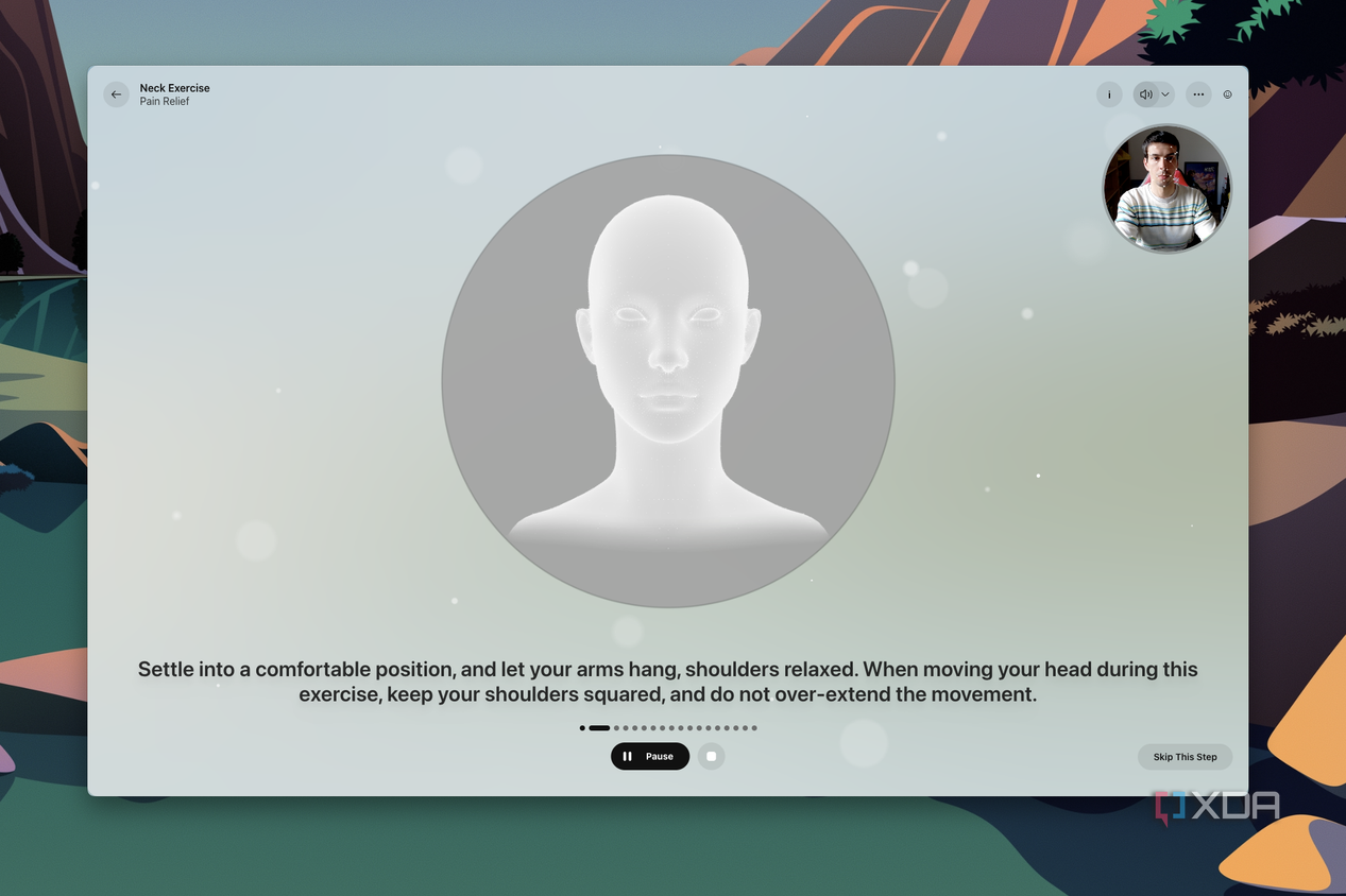 Screenshot of the Break screen in Opera Air for macOS showing instructions for neck exercises