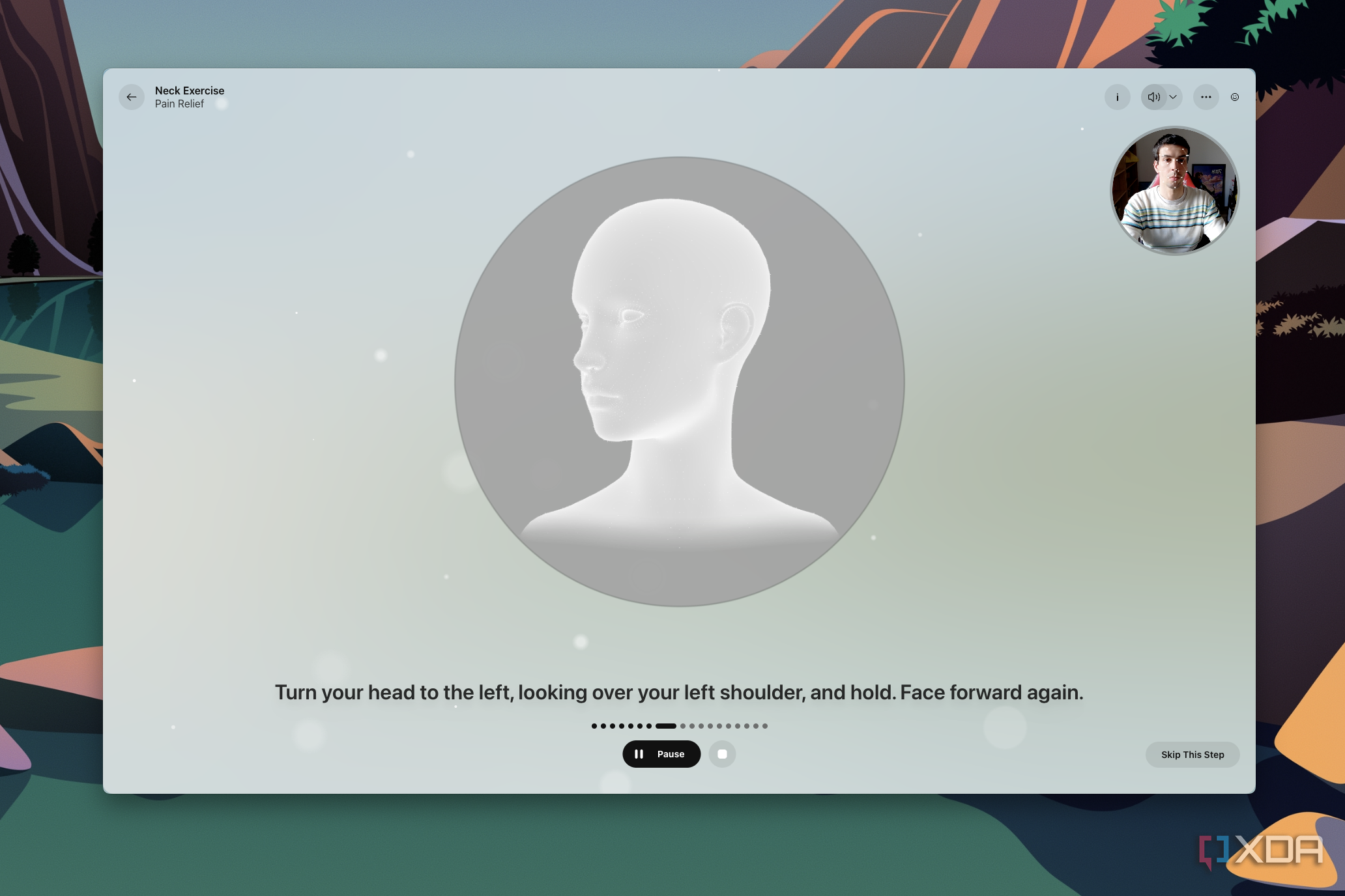 Screenshot of the Break screen in Opera Air for macOS showing instructions for neck exercises
