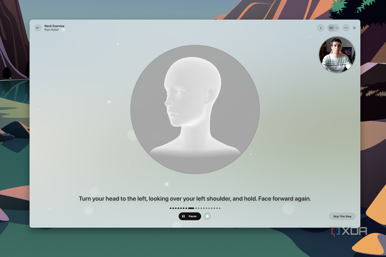 Screenshot of the Break screen in Opera Air for macOS showing instructions for neck exercises