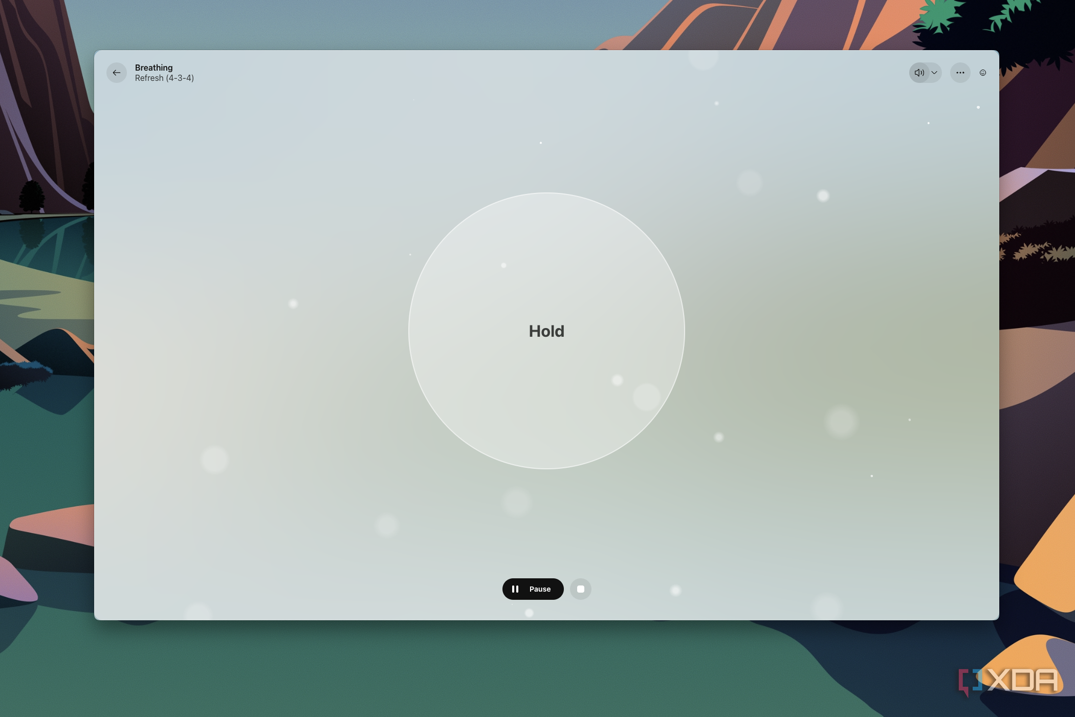 Screenshot of breathing exercise guidance in Opera Air