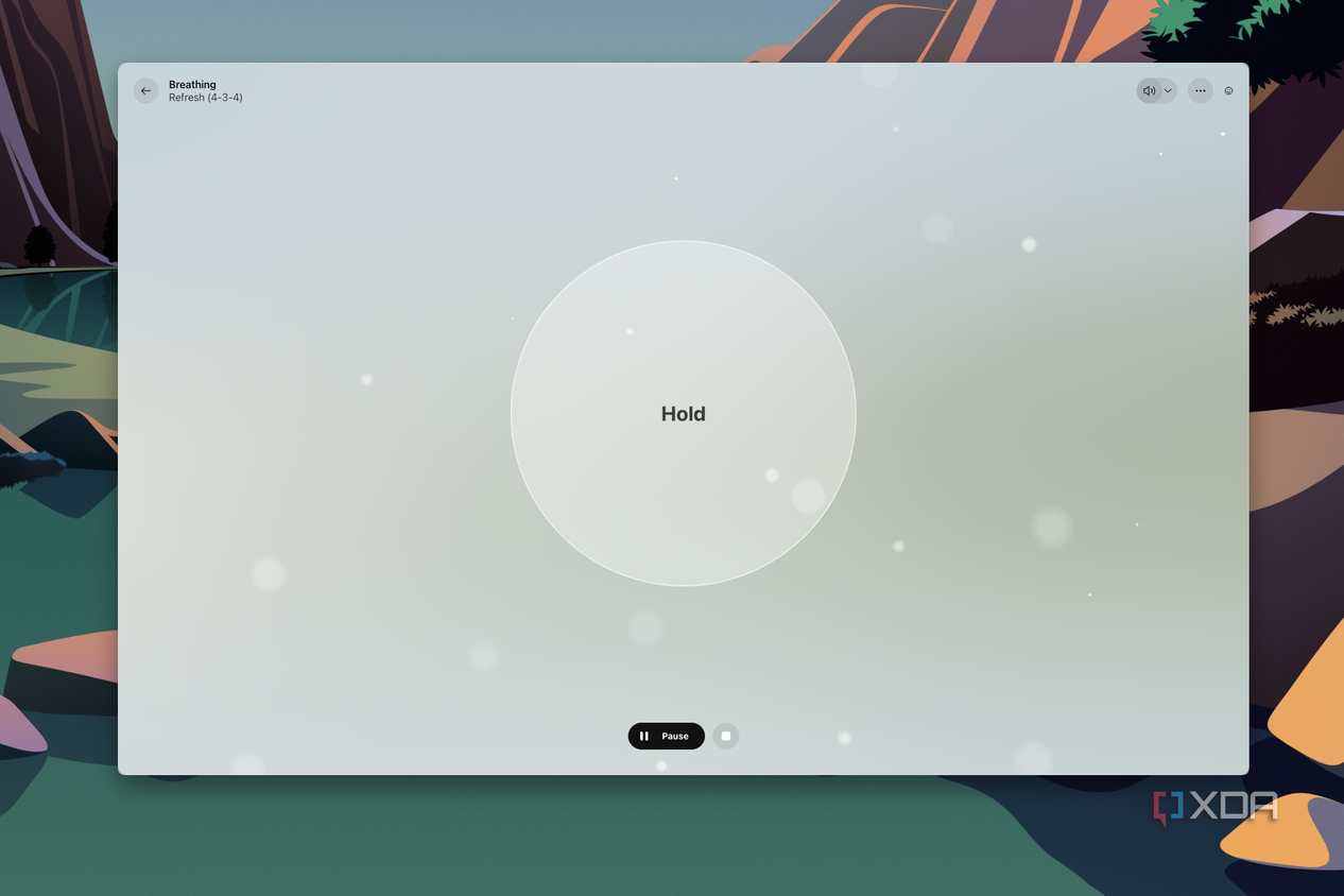 Screenshot of breathing exercise guidance in Opera Air