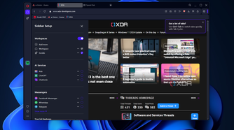 opera browser with workspaces in sidebar