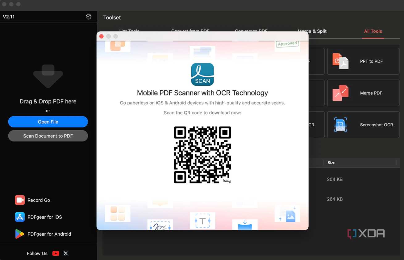 PDFgear smartphone app