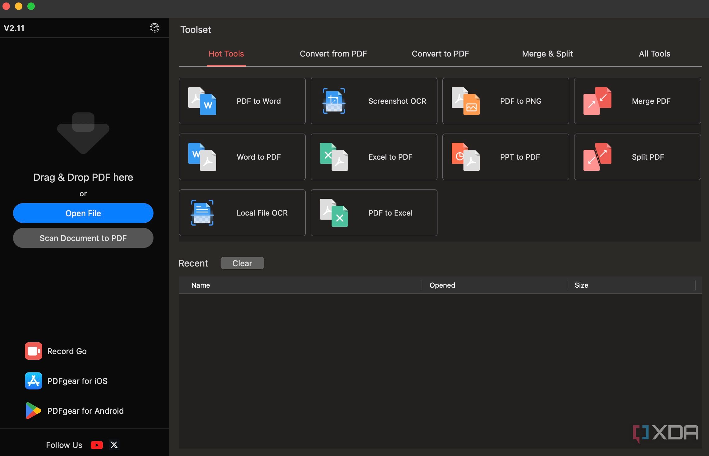 PDFgear UI
