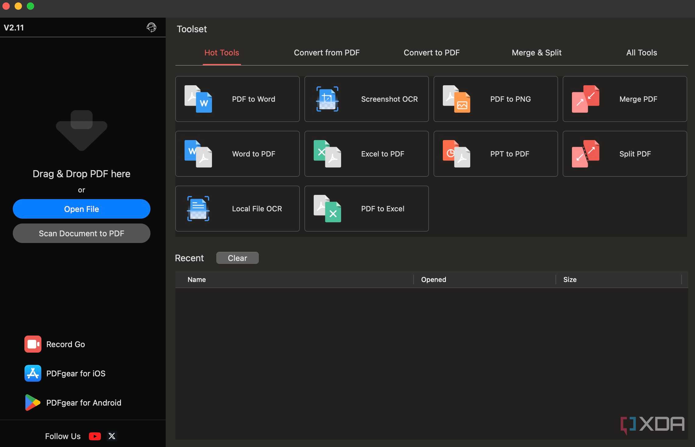 PDFgear UI