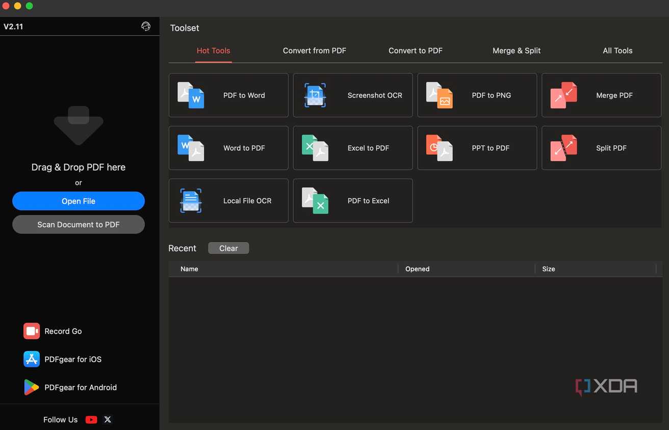 PDFgear UI