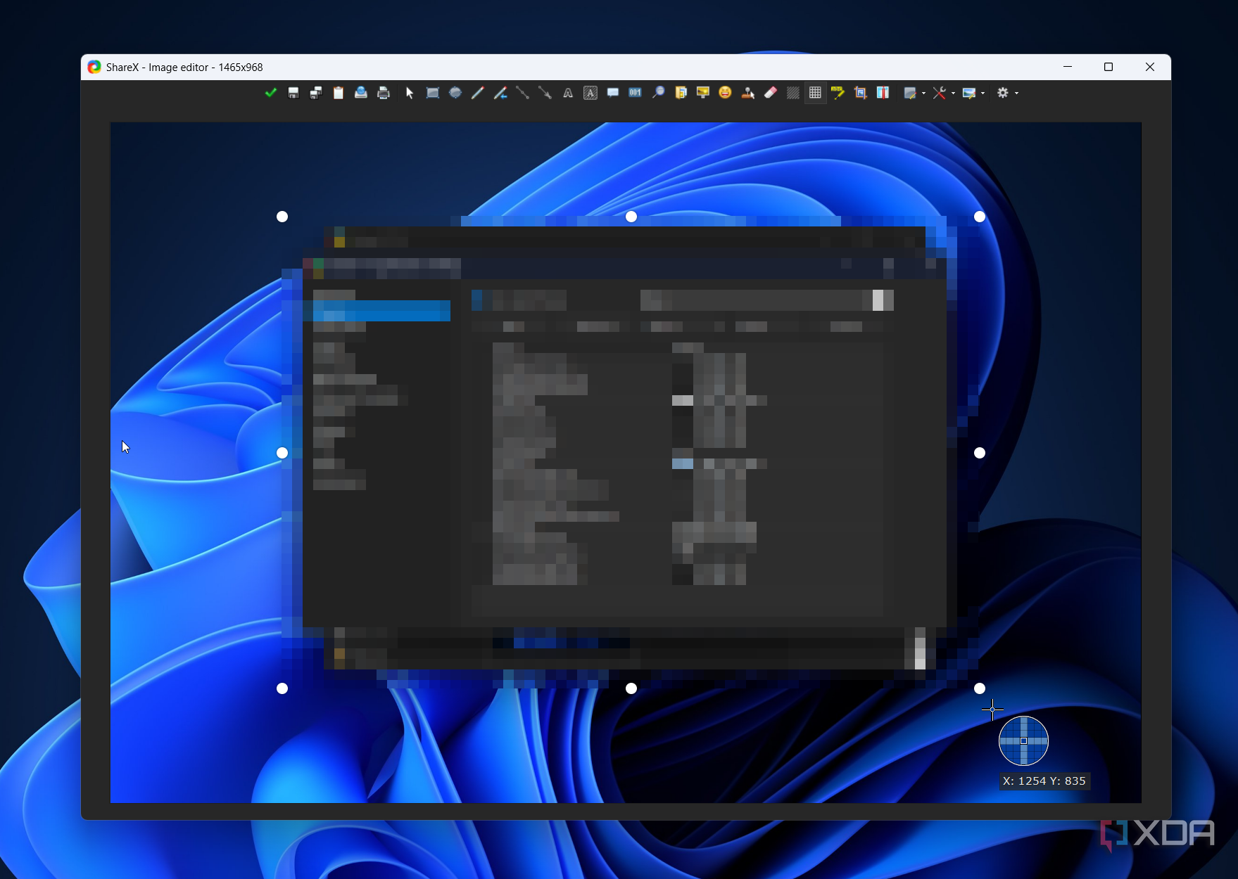 pixelating elements in sharex