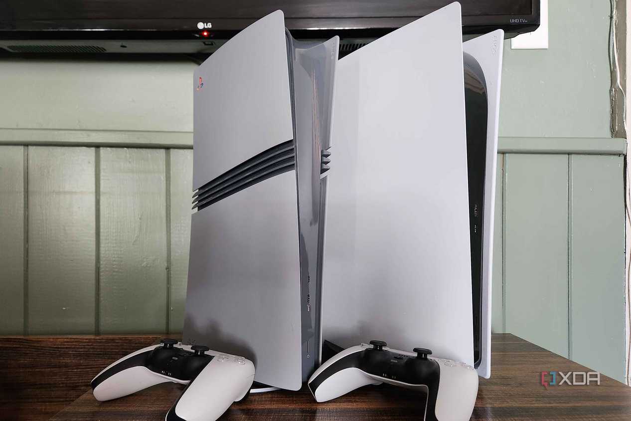 PlayStation 5 consoles on table with controllers