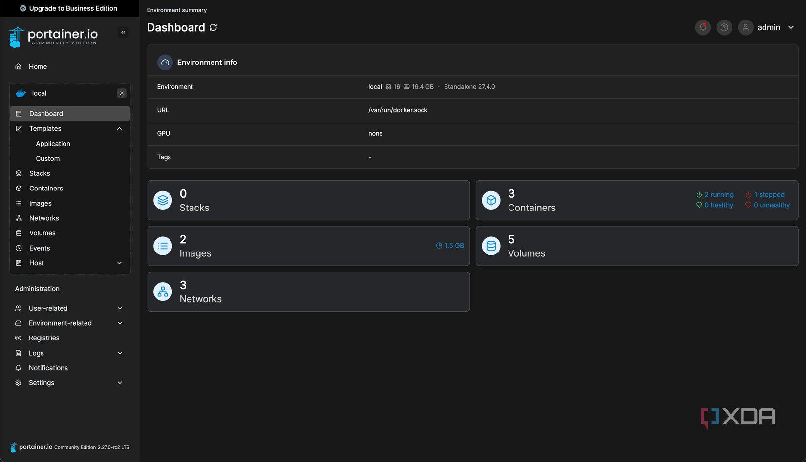 Portainer web UI
