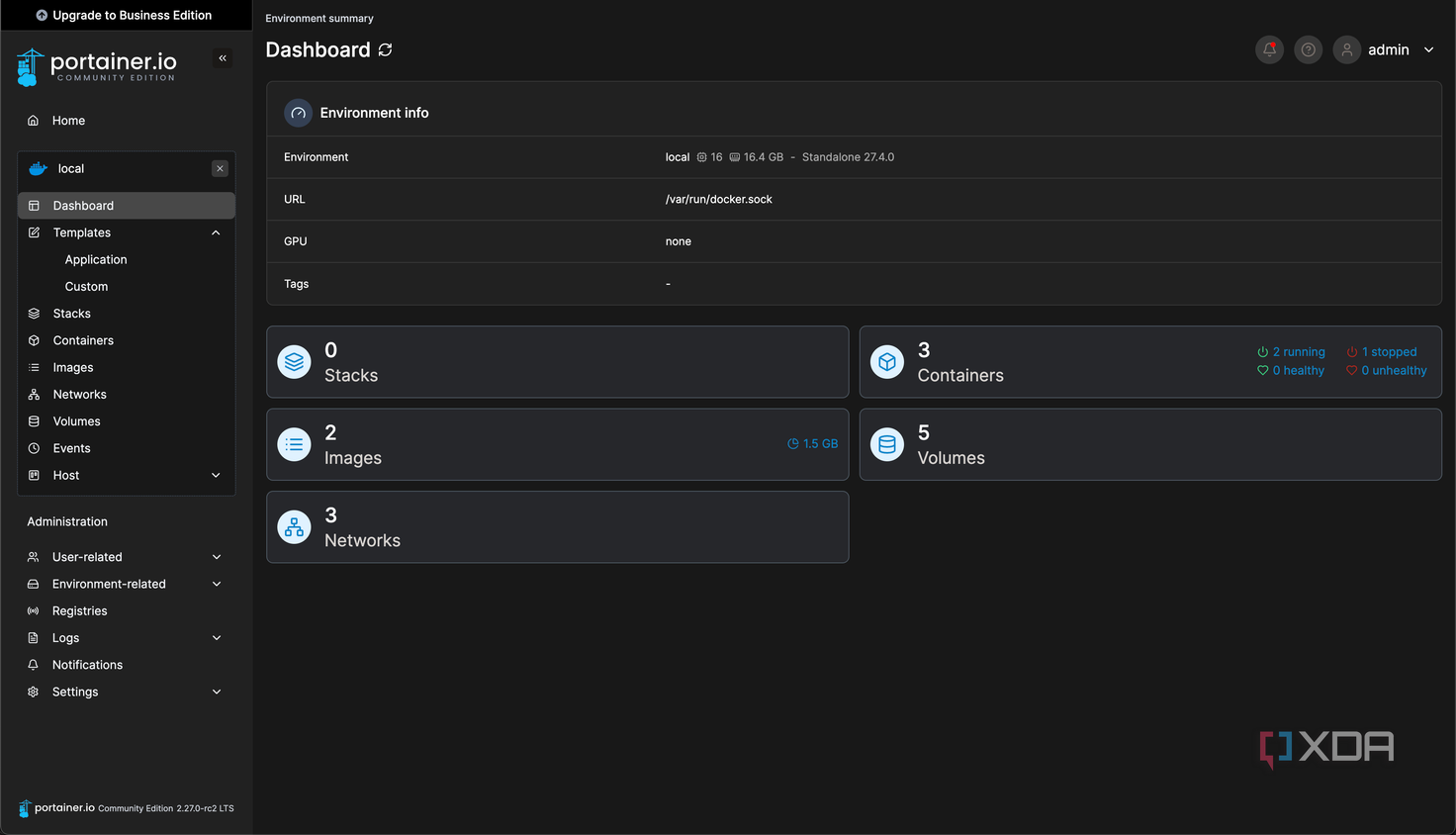 Portainer web UI