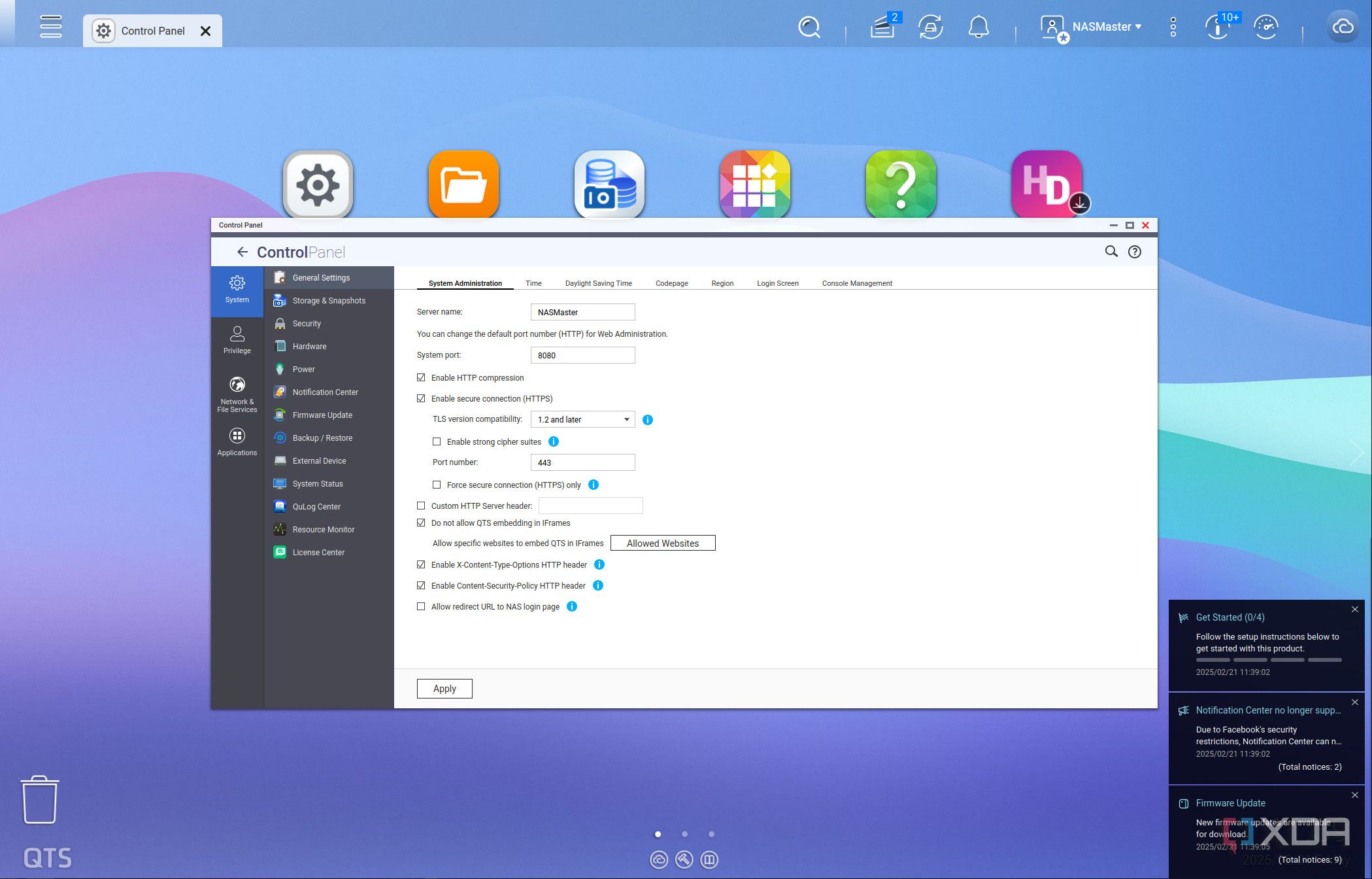 qnap-qts-5-control-panel-screenshot
