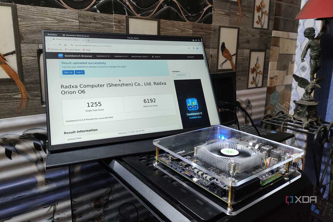 The Geekbench score of the Radxa Orion O6