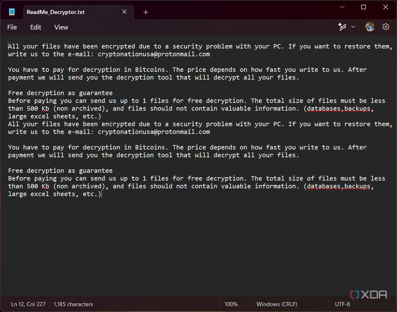 Ransomware note