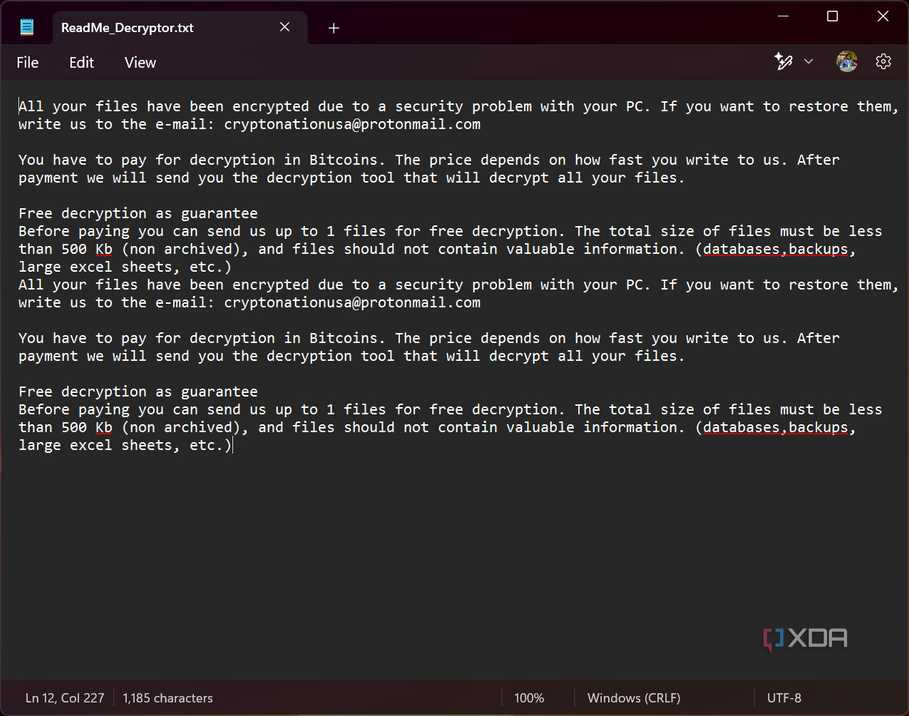 Ransomware note