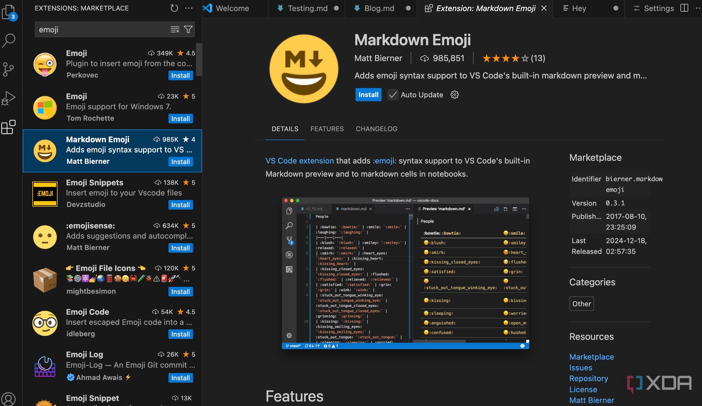 VS Code emoji extension