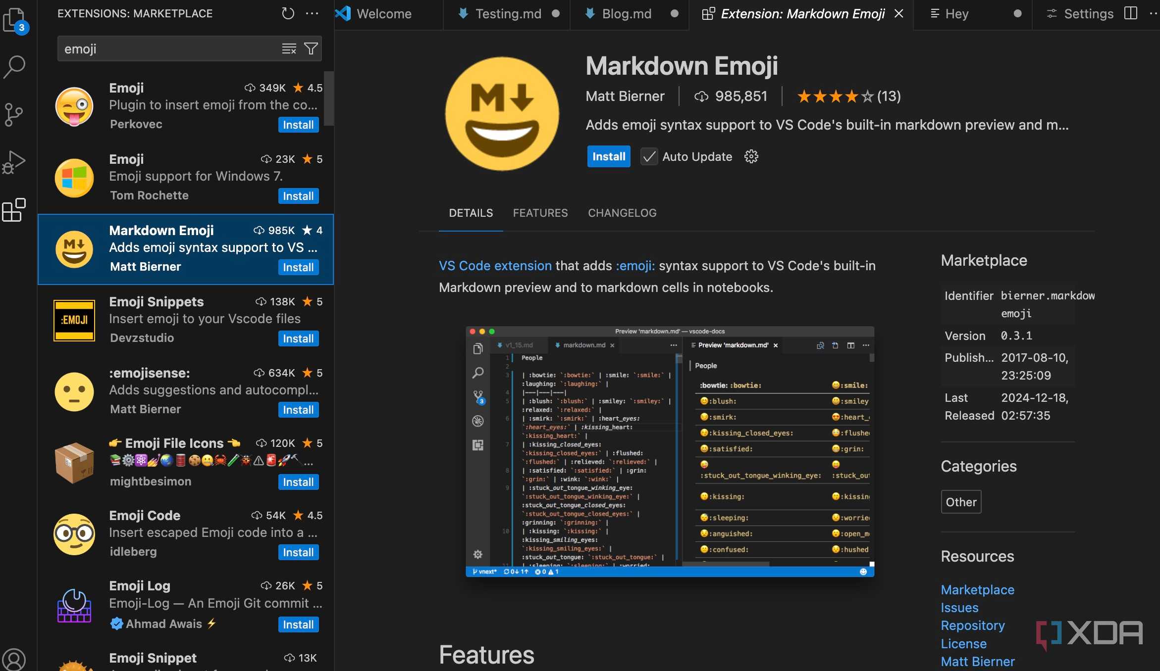 VS Code emoji extension