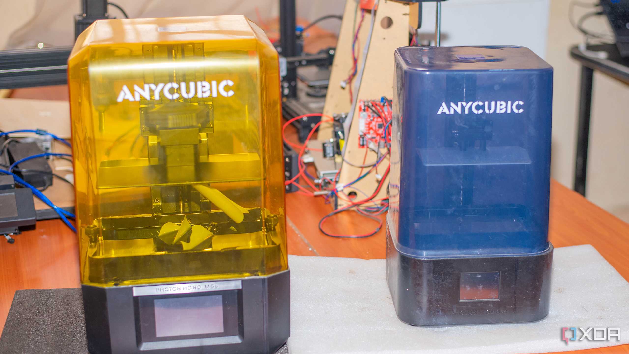 Two anycubic 3D printers on a table