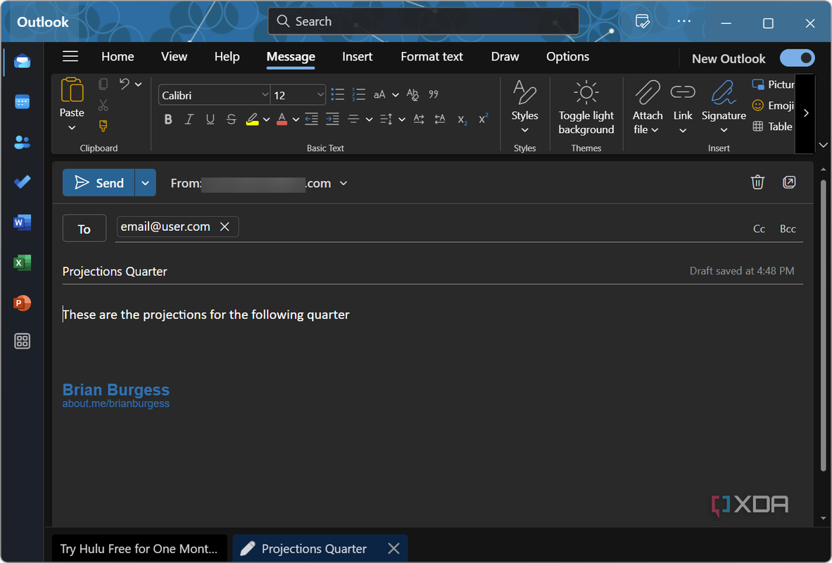 screenshot showing the compose message after clicking Undo button