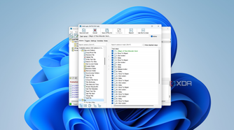 Screenshot of RoboTask on Windows 11 showing a list of available actions to automate