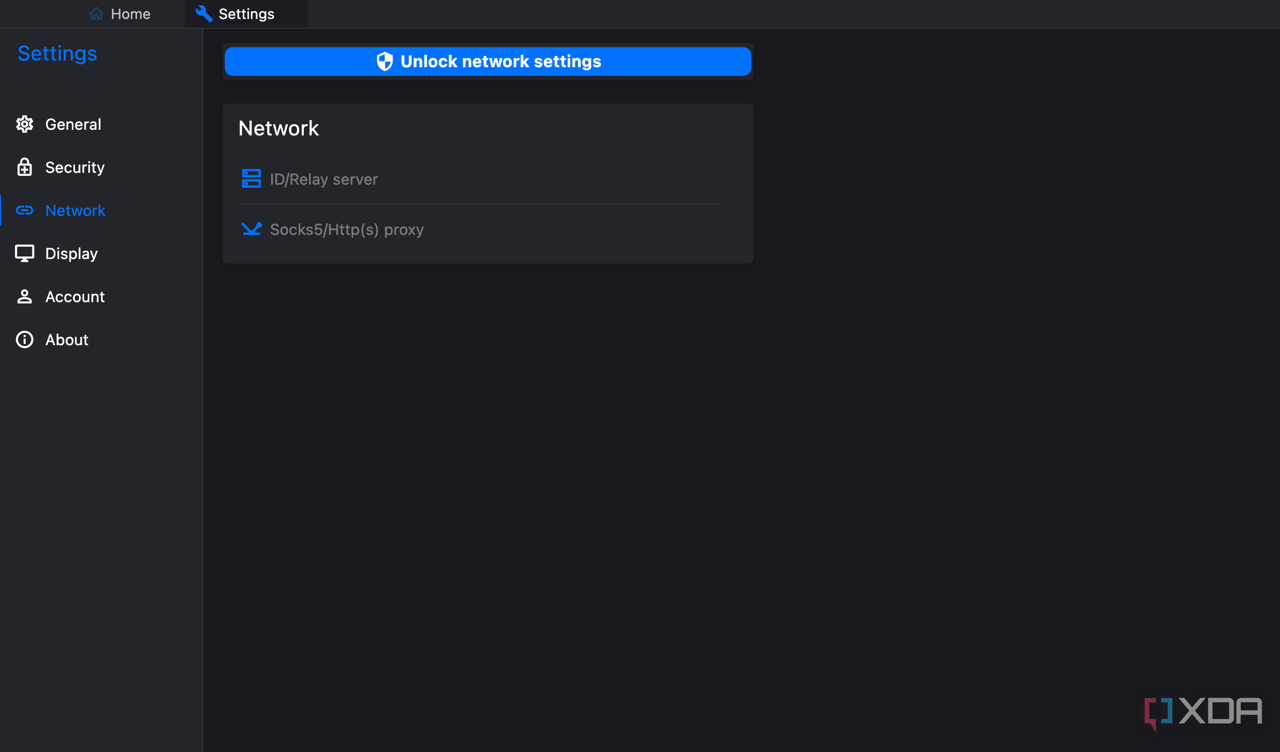 RustDesk network settings