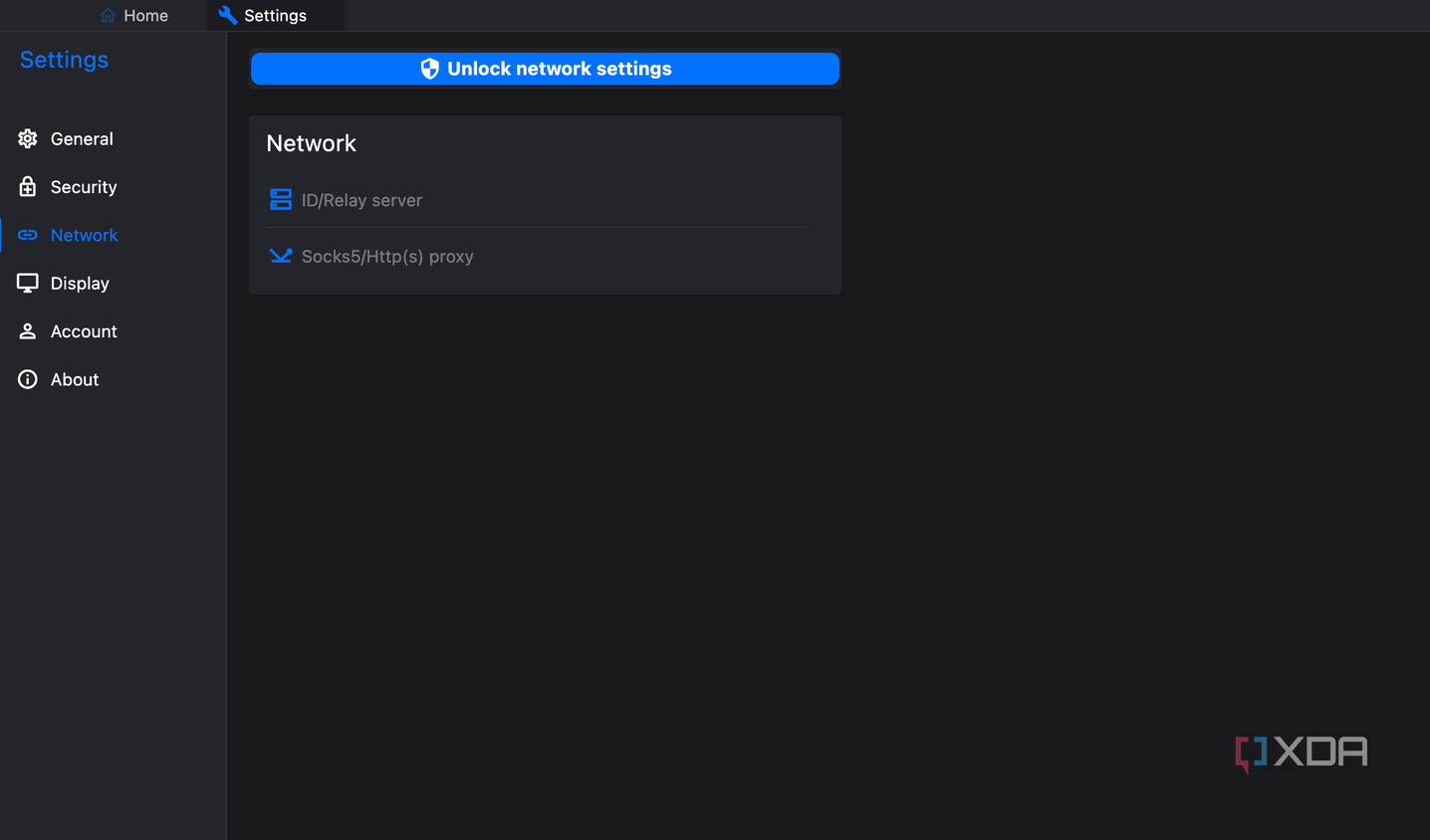 RustDesk network settings