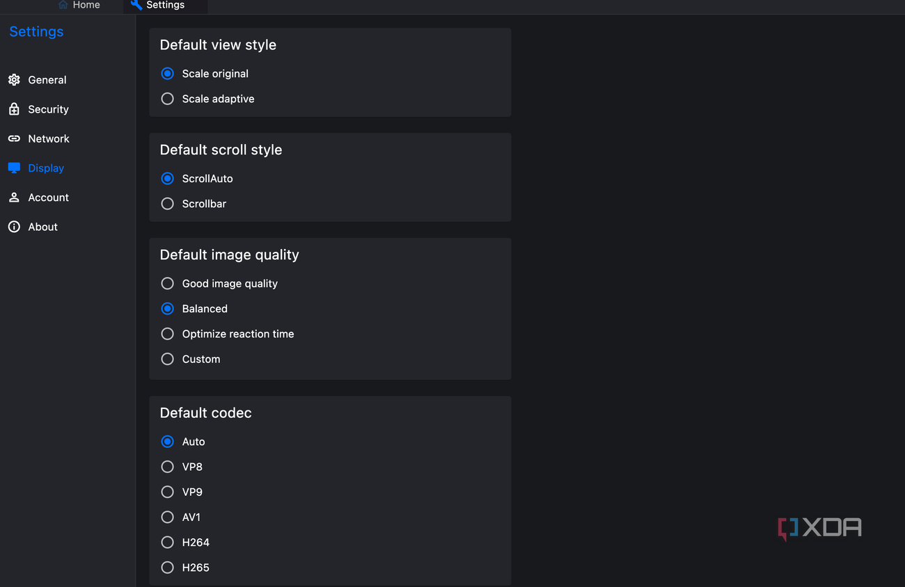 RustDesk display settings
