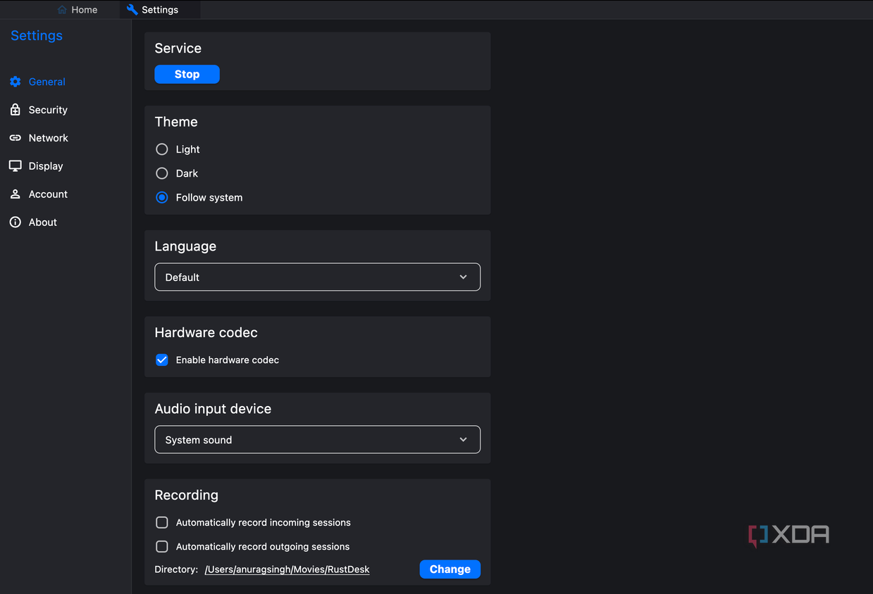 RustDesk General settings