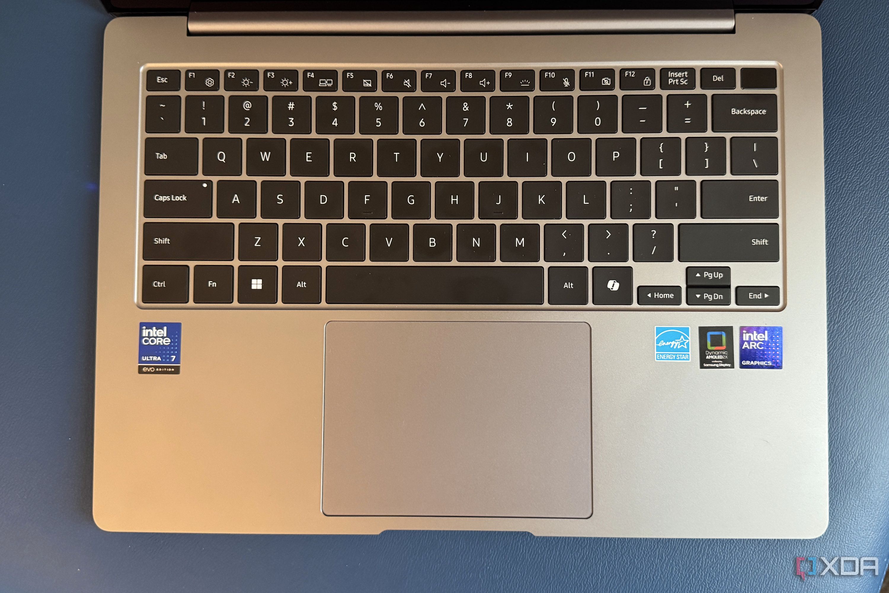samsung galaxy book 5 pro closeup of keyboard from above