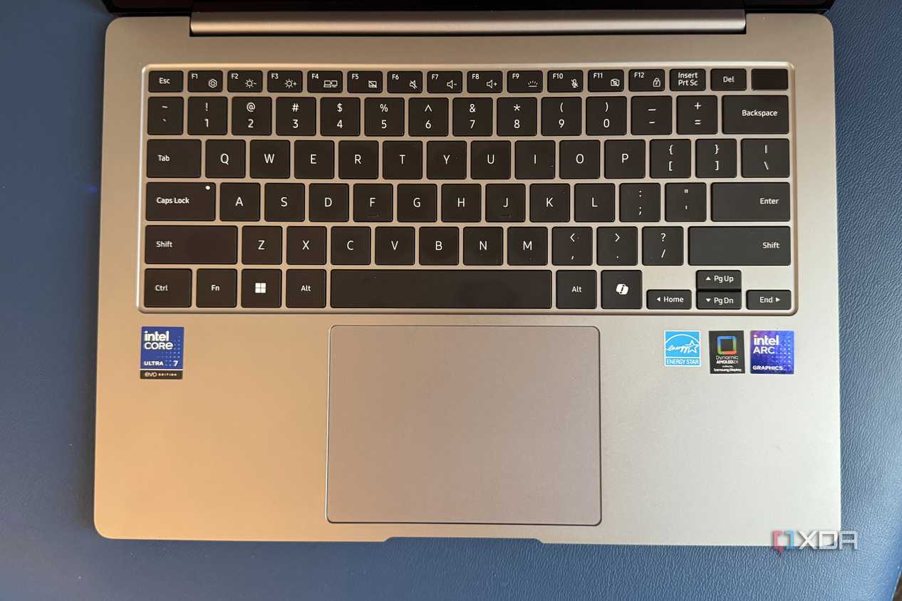 samsung galaxy book 5 pro closeup of keyboard from above