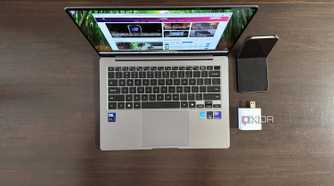 samsung galaxy book 5 pro seen from top down angle