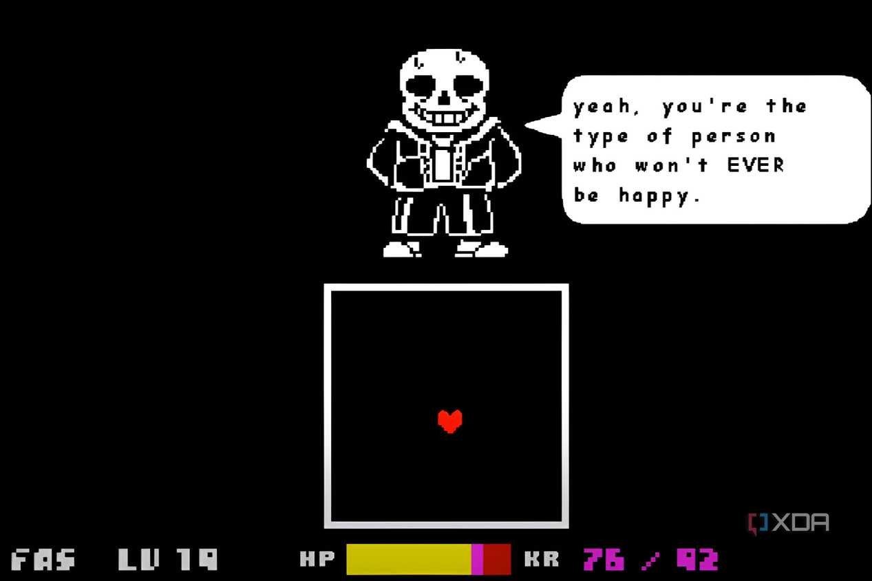 A screenshot from the game Undertale, showing Sans the Skeleton.