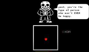A screenshot from the game Undertale, showing Sans the Skeleton.