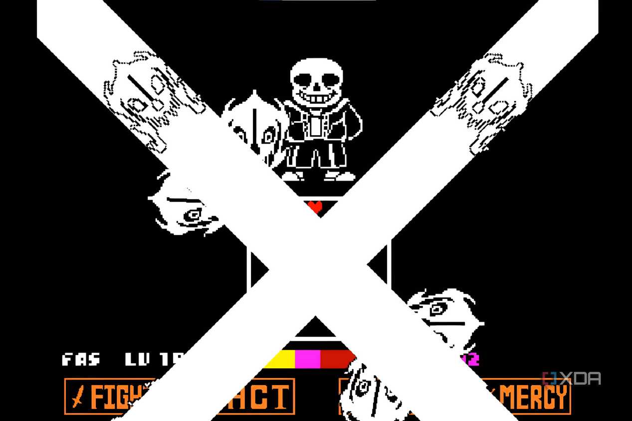 An image from the game Undertale, showing Sans the skeleton make an attack.