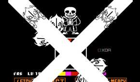 An image from the game Undertale, showing Sans the skeleton make an attack.