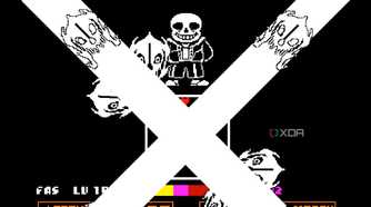 An image from the game Undertale, showing Sans the skeleton make an attack.