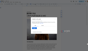 A screenshot of the Google Doc publishing options.