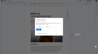 A screenshot of the Google Doc publishing options.