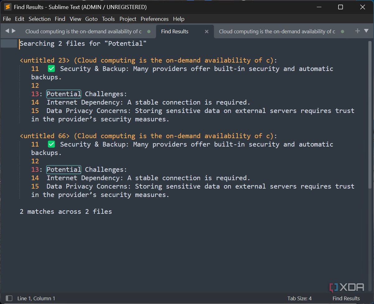 Searching among various files Sublime Text