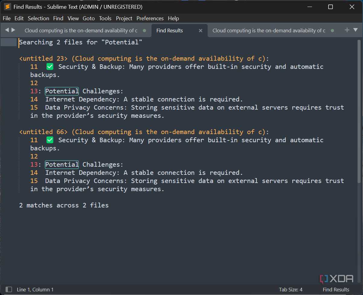 Searching among various files Sublime Text