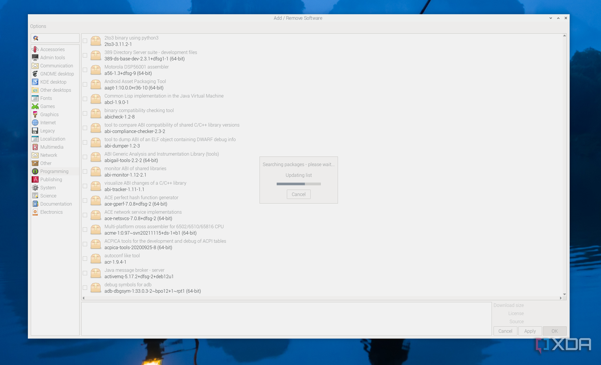 Searching packages of apps in Add/Remove software