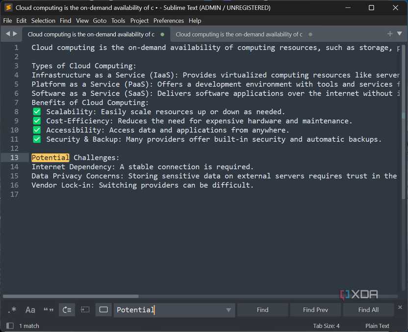 Searching withing the file Sublime Text