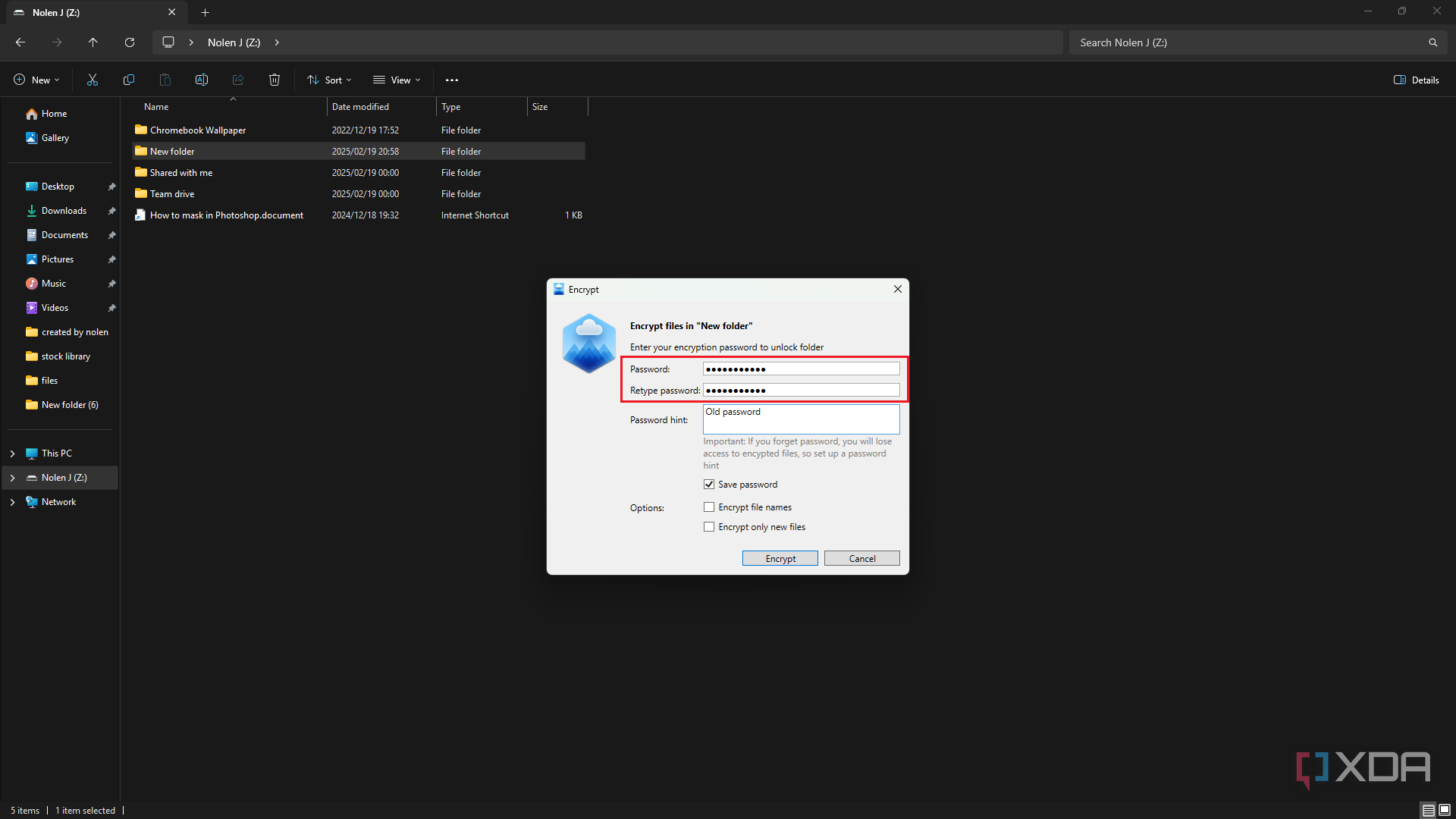 Set encryption password in CloudMounter